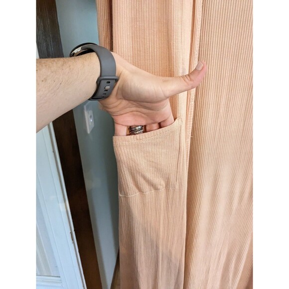 Lulus Women's Dusty Rose Ribbed Long Cardigan Sweater Size XL - Picture 3 of 7